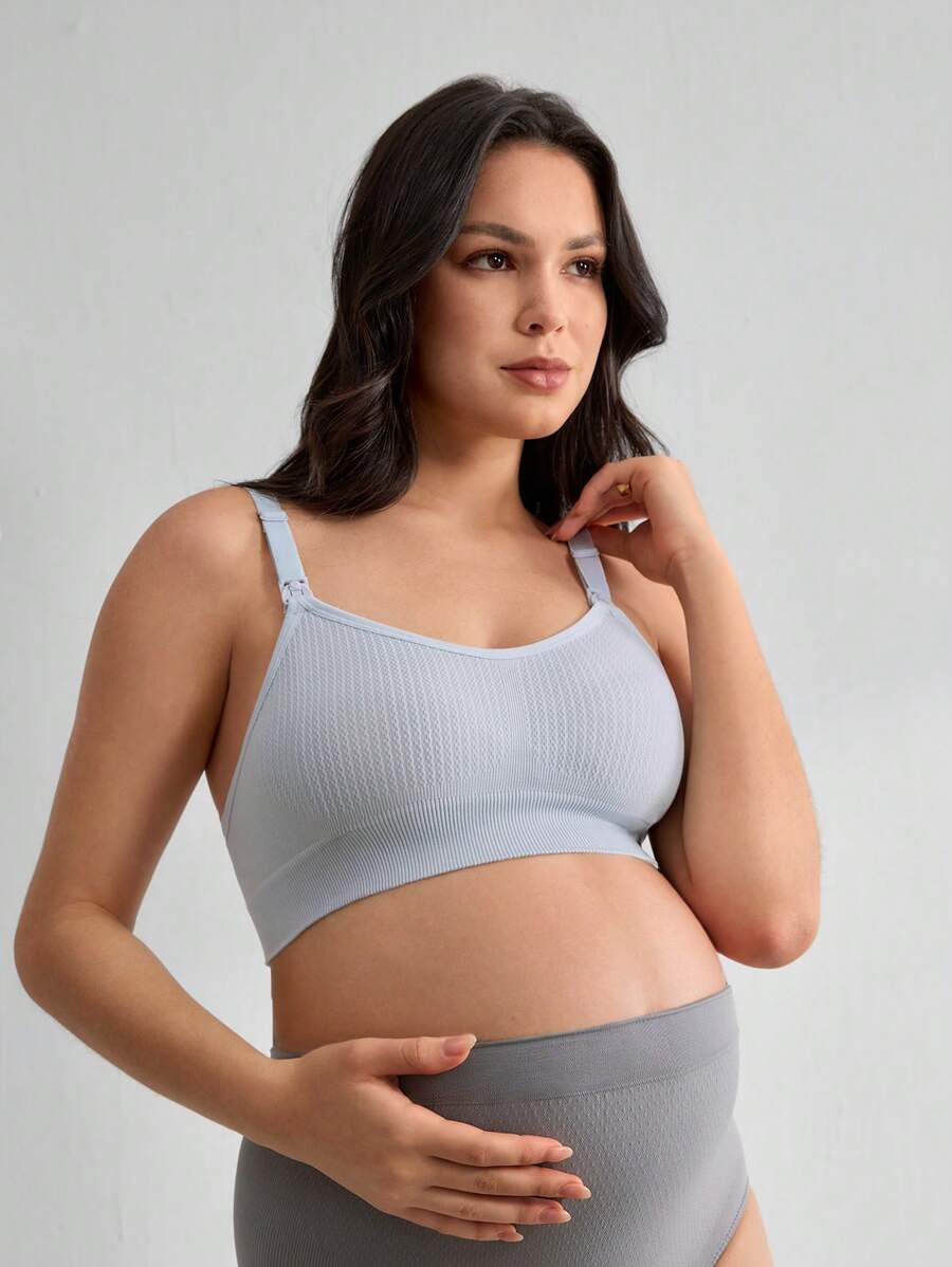 Coffee Brown Seamless Nursing Bra - Comfortable Wireless Maternity Bralette with Adjustable Straps and Easy Access Buttons
