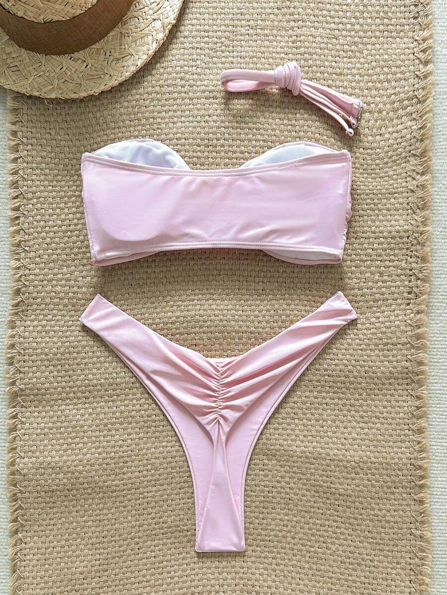 Swim Vcay Women's Solid Color Spaghetti Strap Starfish Metal Decor Sexy Bikini Set, Summer