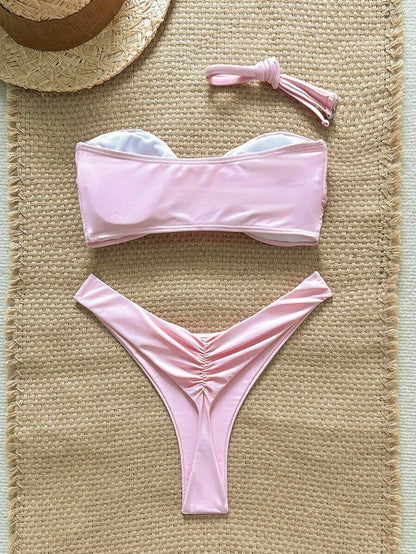 Swim Vcay Women's Solid Color Spaghetti Strap Starfish Metal Decor Sexy Bikini Set, Summer