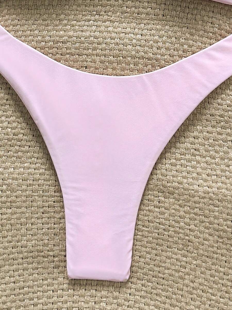 Swim Vcay Women's Solid Color Spaghetti Strap Starfish Metal Decor Sexy Bikini Set, Summer