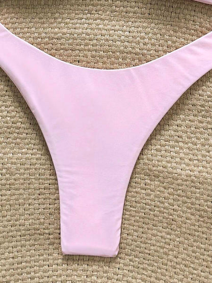 Swim Vcay Women's Solid Color Spaghetti Strap Starfish Metal Decor Sexy Bikini Set, Summer