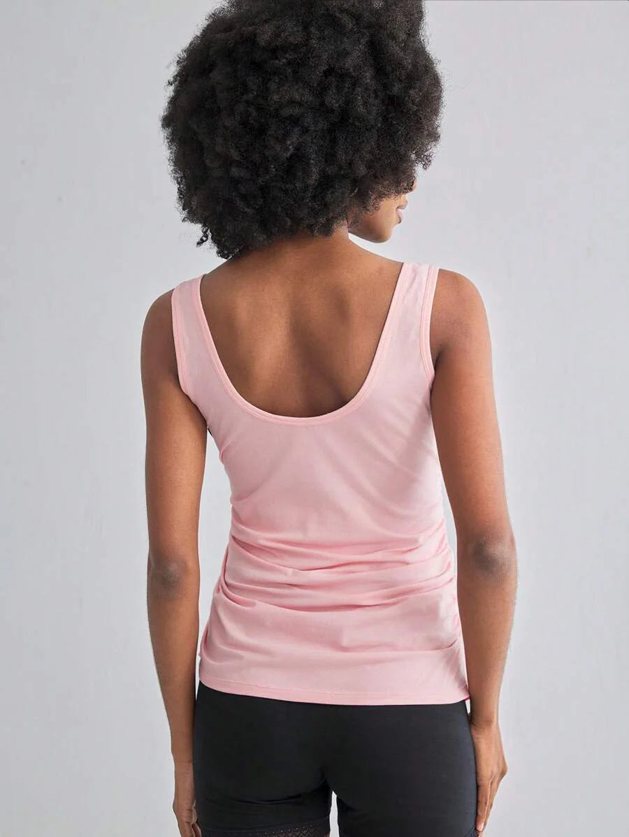 Pregnant Women Cotton Camisole Top - Cute Bow Ruffle Black & Pink