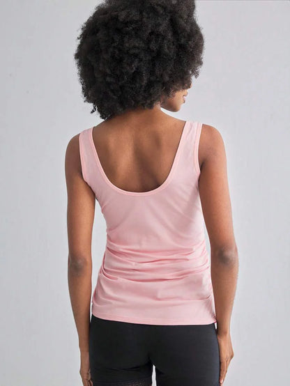Pregnant Women Cotton Camisole Top - Cute Bow Ruffle Black & Pink