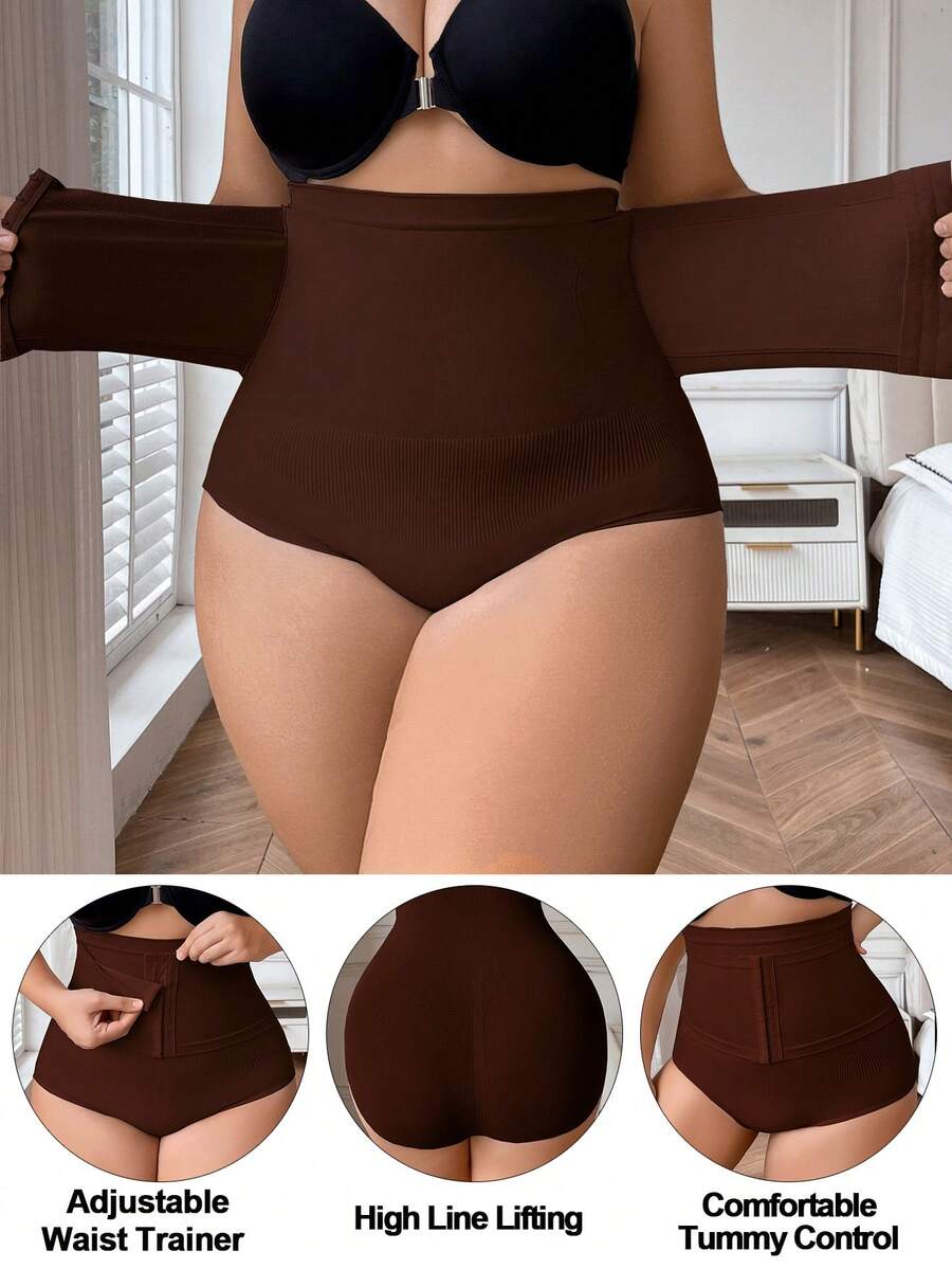 Plus Size Seamless High Waist Front Closure Shaping Panties - Flatten Abdomen Lift Buttocks Slimming
