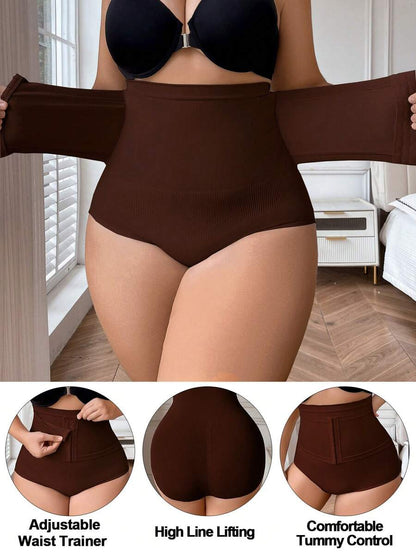 Plus Size Seamless High Waist Front Closure Shaping Panties - Flatten Abdomen Lift Buttocks Slimming