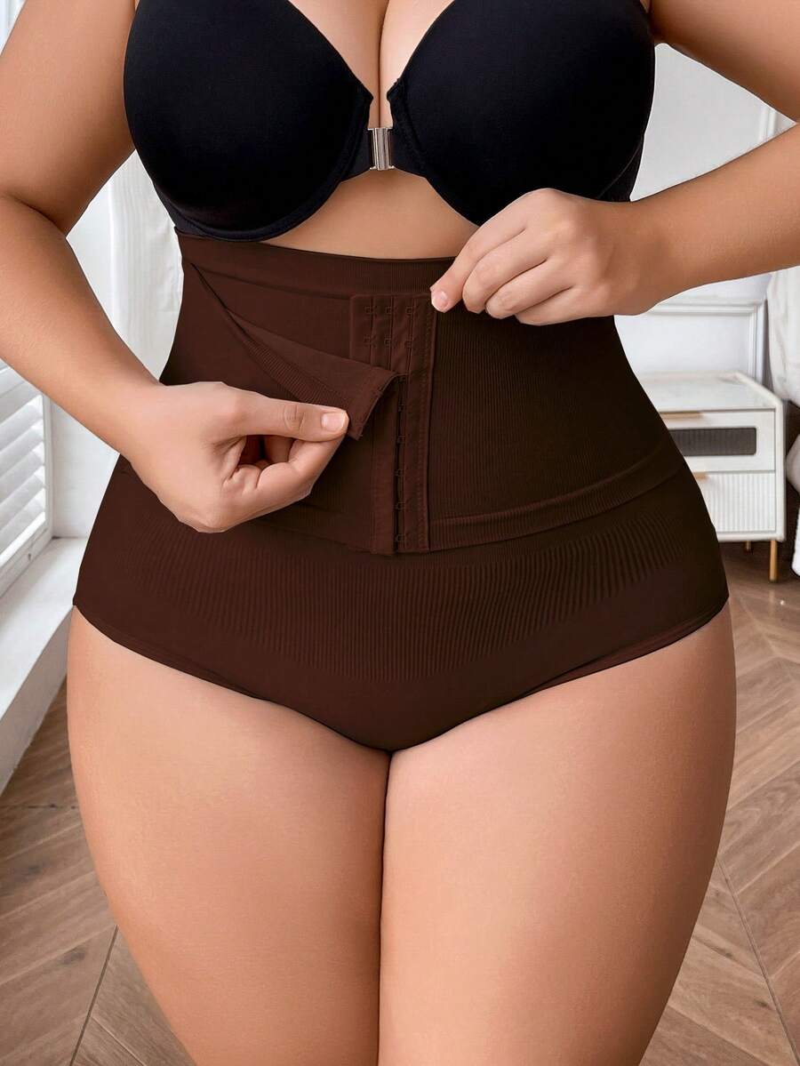 Plus Size Seamless High Waist Front Closure Shaping Panties - Flatten Abdomen Lift Buttocks Slimming