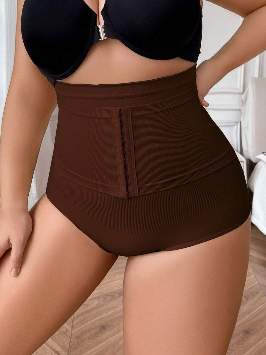 Plus Size Seamless High Waist Front Closure Shaping Panties - Flatten Abdomen Lift Buttocks Slimming