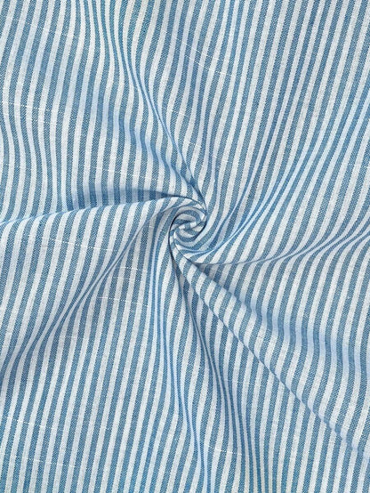 Yellow Cotton Pinstriped Sleeveless Maternity Summer Dress - Cute Round Neck Ruffle Hem Smock Sundress for Vacation and Casual Wear
