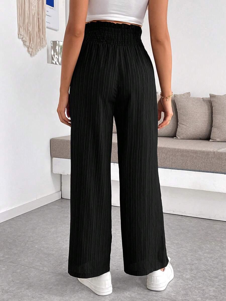 Maternity Wide Leg Pants - Shirred Waist, Loose Fit, Ultra High Waist, Apricot