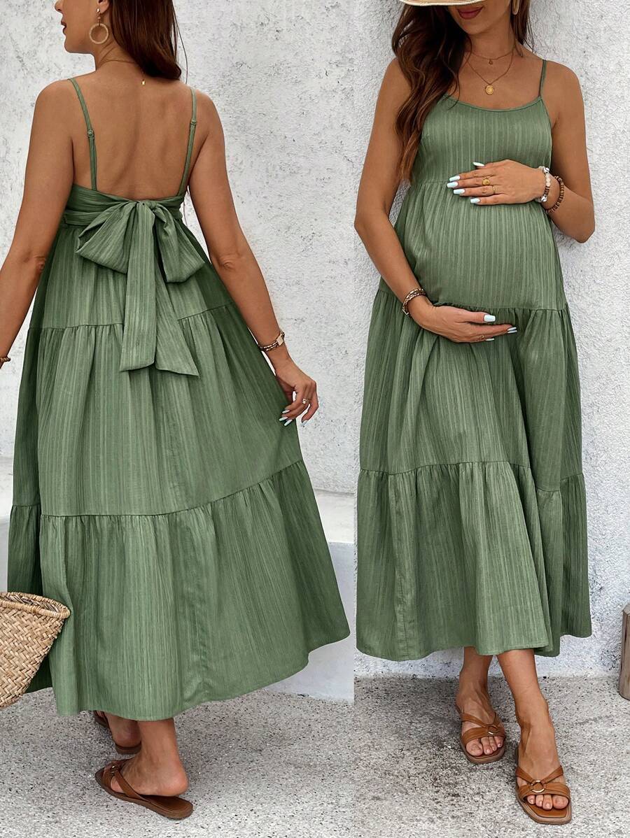 Maternity Sleeveless Solid Color Dress, Fashionable For Summer Woman S Summer Clothes  Maternity Dress  Vacation