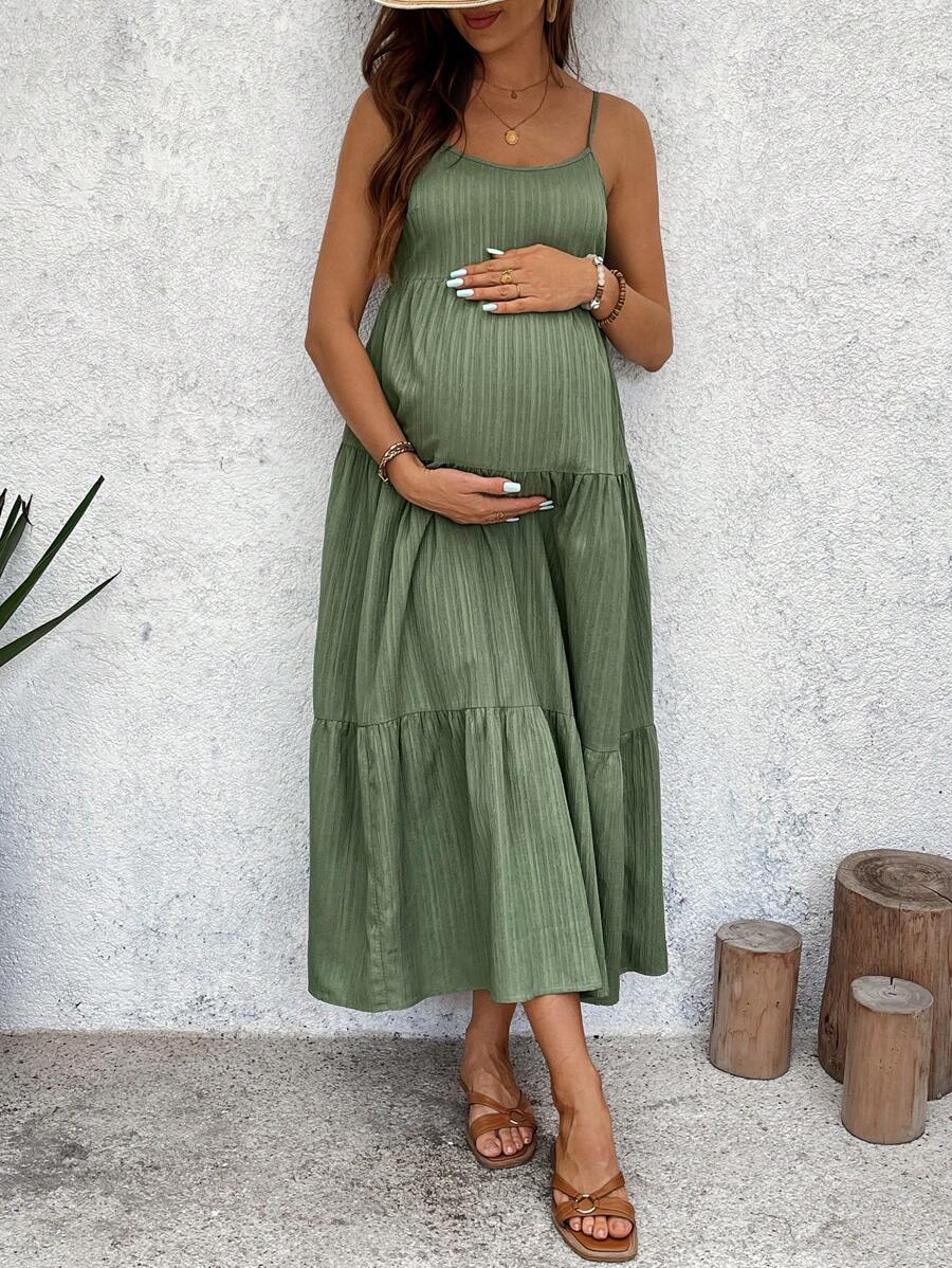 Maternity Sleeveless Solid Color Dress, Fashionable For Summer Woman S Summer Clothes  Maternity Dress  Vacation