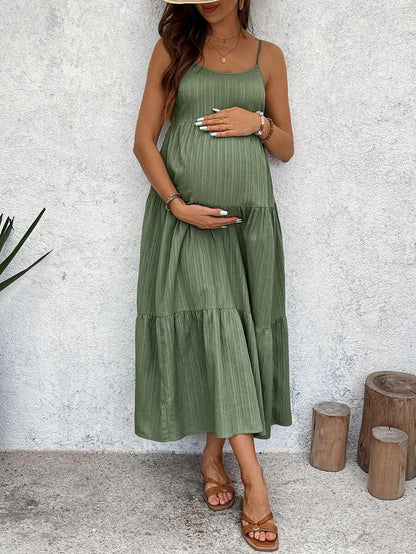 Maternity Sleeveless Solid Color Dress, Fashionable For Summer Woman S Summer Clothes  Maternity Dress  Vacation