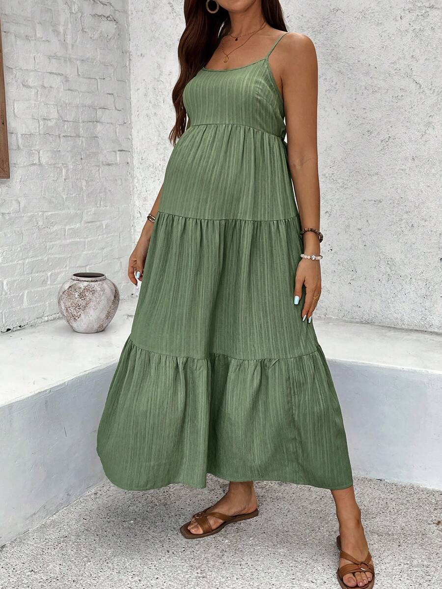 Maternity Sleeveless Solid Color Dress, Fashionable For Summer Woman S Summer Clothes  Maternity Dress  Vacation