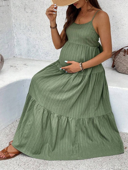 Maternity Sleeveless Solid Color Dress, Fashionable For Summer Woman S Summer Clothes  Maternity Dress  Vacation