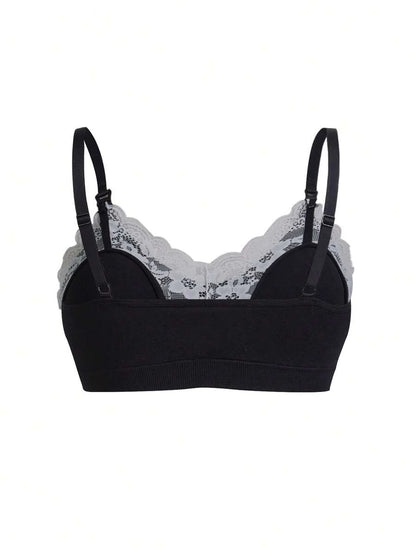 BloomMama Minimalist Comfortable Pregnant Women Nursing Bra With Lace Patchwork And Pleated Design