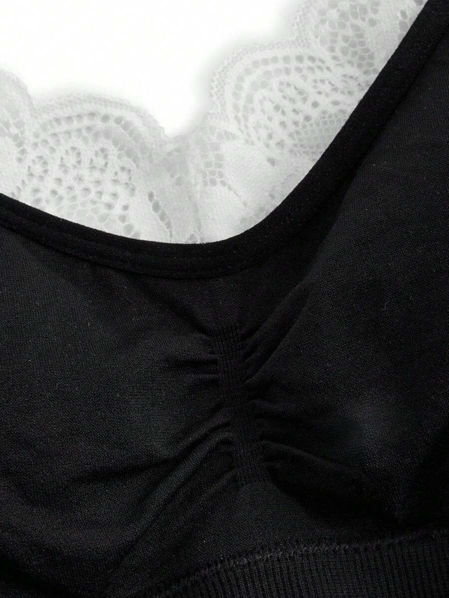 BloomMama Minimalist Comfortable Pregnant Women Nursing Bra With Lace Patchwork And Pleated Design