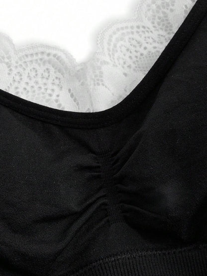 BloomMama Minimalist Comfortable Pregnant Women Nursing Bra With Lace Patchwork And Pleated Design