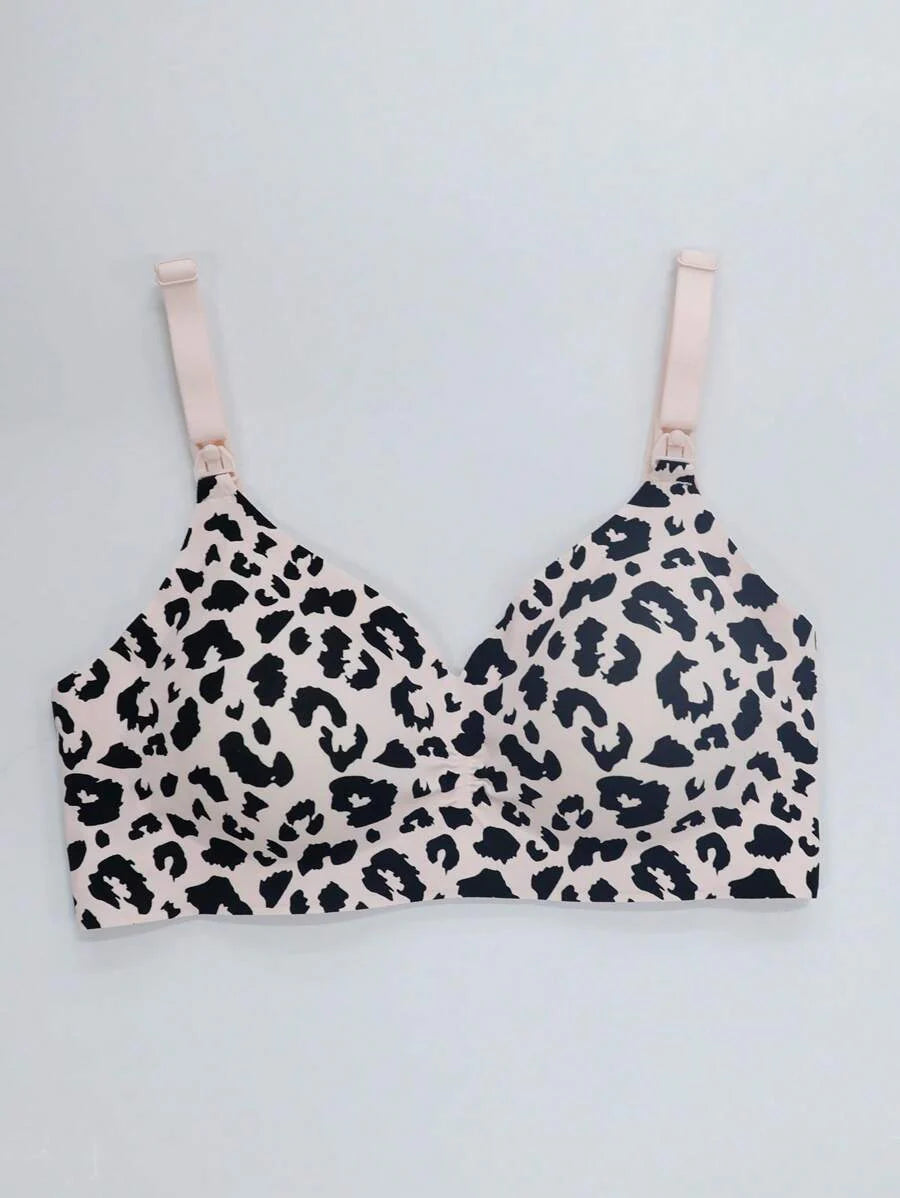 Maternity Leopard Print Nursing Bra Women Fashion Comfortable Breastfeeding Bra