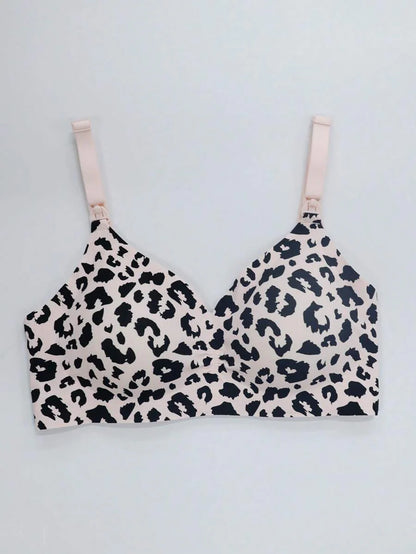 Maternity Leopard Print Nursing Bra Women Fashion Comfortable Breastfeeding Bra