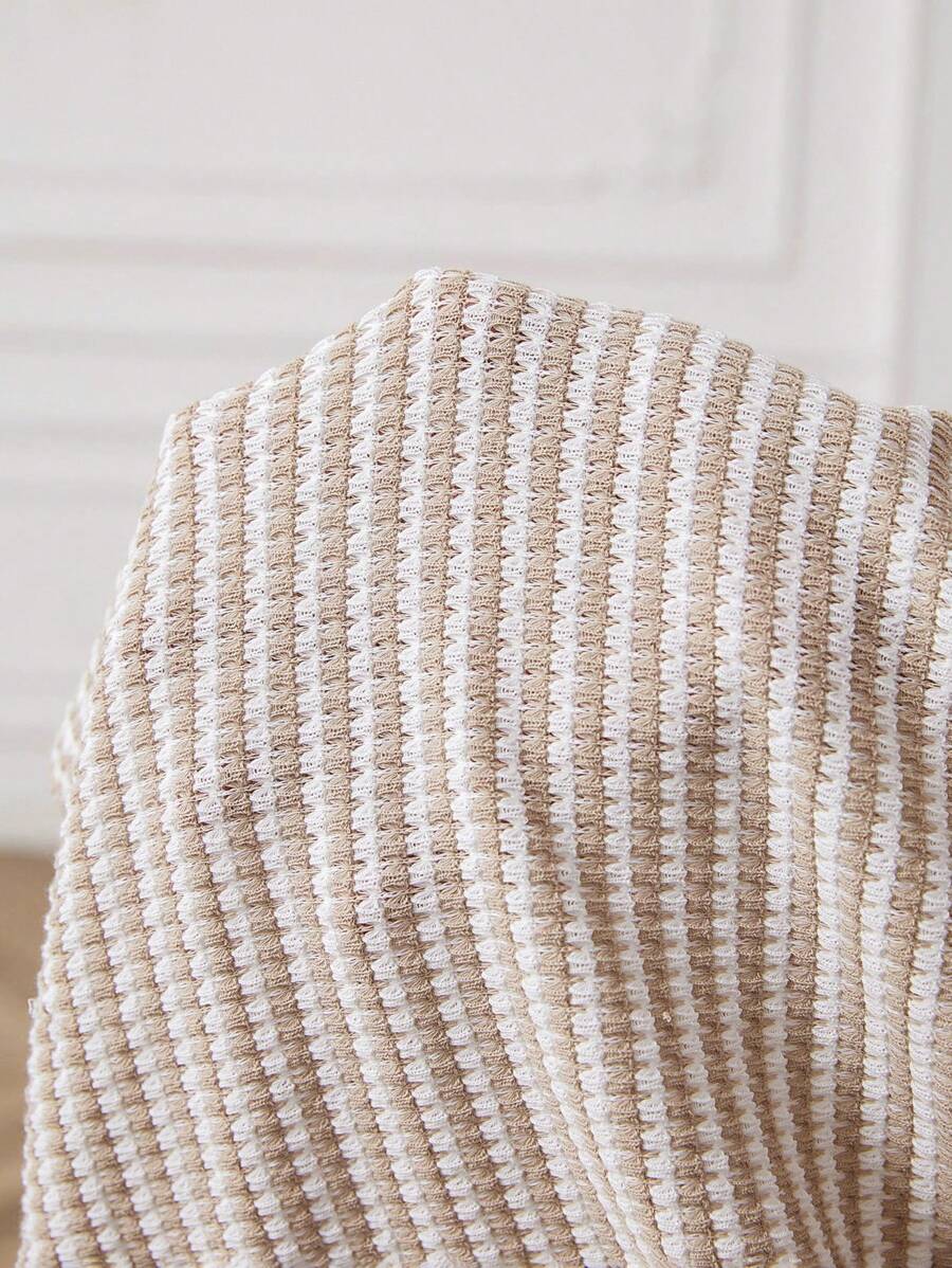 Maternity V-Neck Single-Breasted Striped Tank Top Slim Fit Baby Blue Knitted Sleeveless Shirt for Casual Street Style