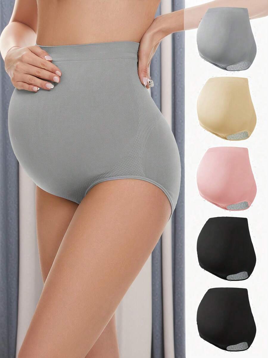 Maternity Underwear 5 Pack - Breathable High Waist Seamless Tight Fit Soft Briefs, Pregnancy