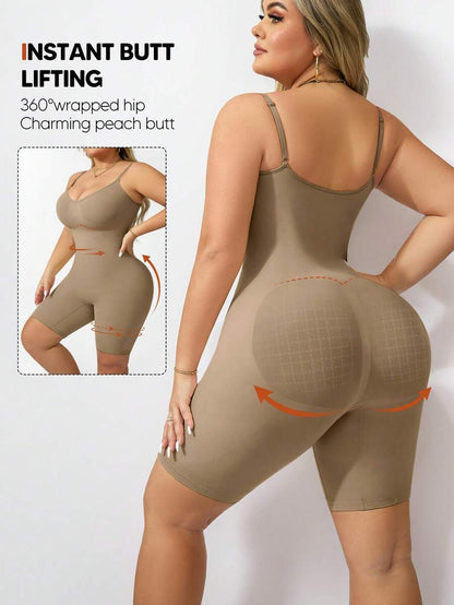 Plus Size Adjustable Strap Shaping & Lifting Jumpsuit - Medium Support Waist Sculpting Romper