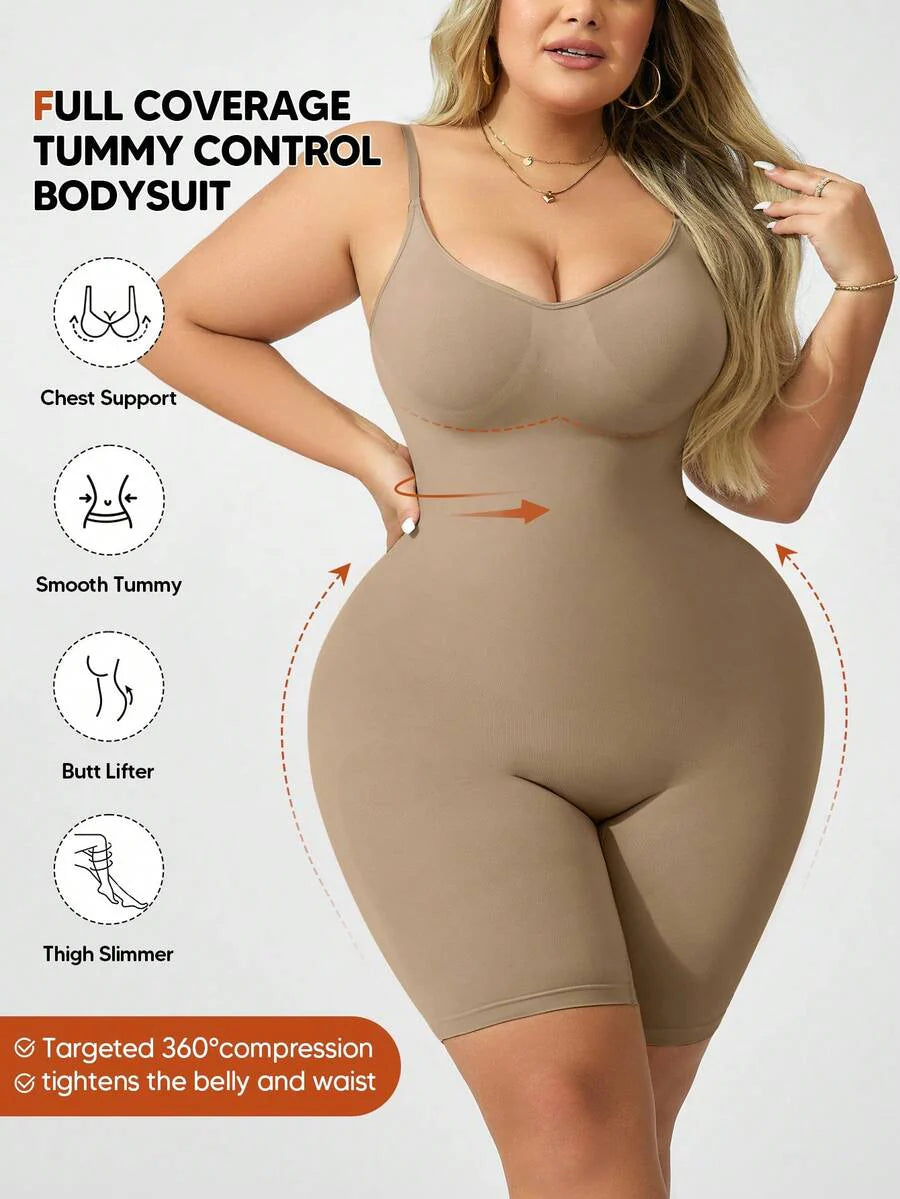 Plus Size Adjustable Strap Shaping & Lifting Jumpsuit - Medium Support Waist Sculpting Romper