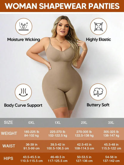 Plus Size Adjustable Strap Shaping & Lifting Jumpsuit - Medium Support Waist Sculpting Romper