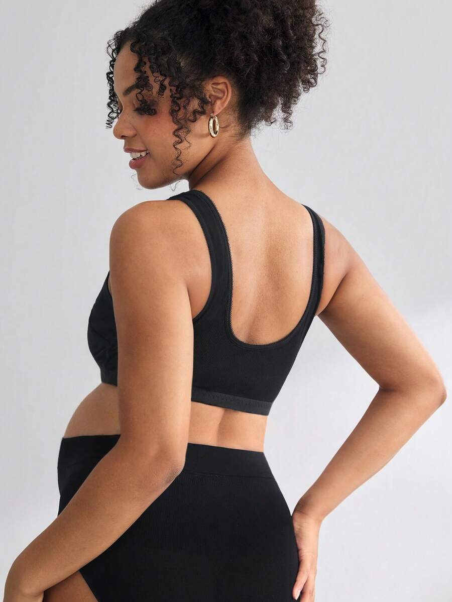 Maternity Solid Color Wide Strap Camisole Vest Women Ruffle Elastic Comfortable Nursing Sleepwear Top