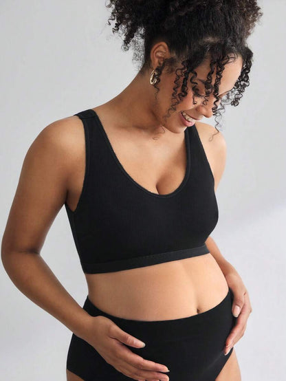 Maternity Solid Color Wide Strap Camisole Vest Women Ruffle Elastic Comfortable Nursing Sleepwear Top