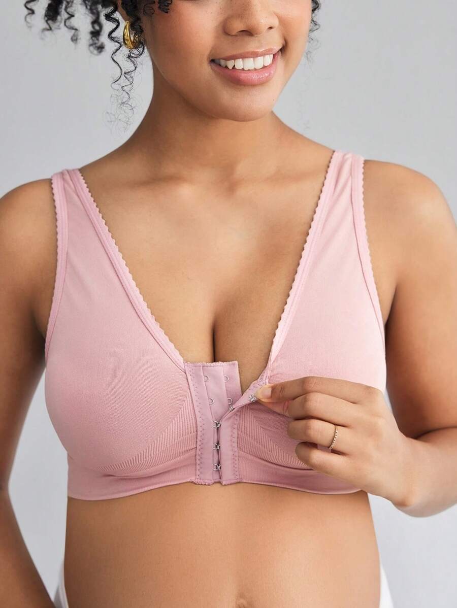 Moonlight & Mama Maternity Purple V-Neck Nursing Bra - Wireless Front Snap Sleeveless Comfort Maternity Intimates