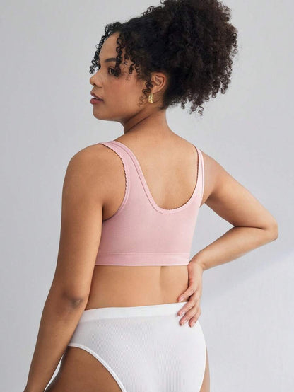Moonlight & Mama Maternity Purple V-Neck Nursing Bra - Wireless Front Snap Sleeveless Comfort Maternity Intimates