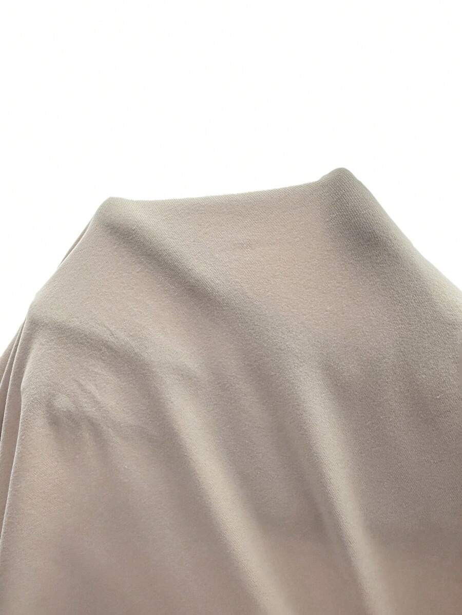 Maternity Off Shoulder Ruched Asymmetric T-Shirt - Apricot Slim Fit Short Sleeve Knitted Top for Office & Daily Wear