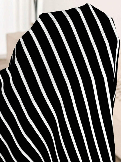 Maternity Heart Embroidery Striped Round Neck Short Sleeve Casual T-Shirt Dress