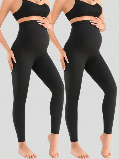 2-Pack Women's Maternity Leggings - Over Belly Workout & Yoga Pants