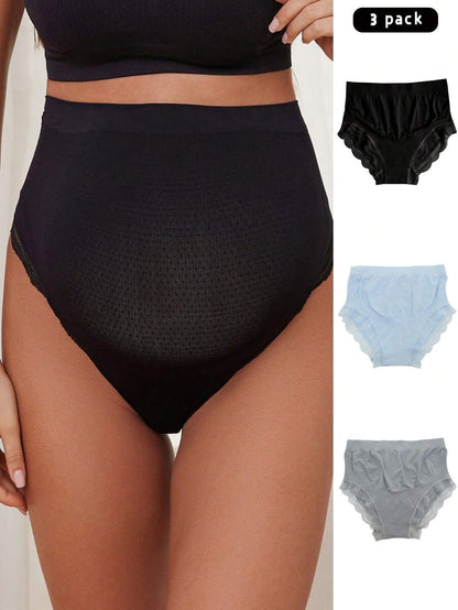 Maternity Panties 3 Pack - Solid Color High Waist Seamless Soft Stretch, Pregnancy Underwear