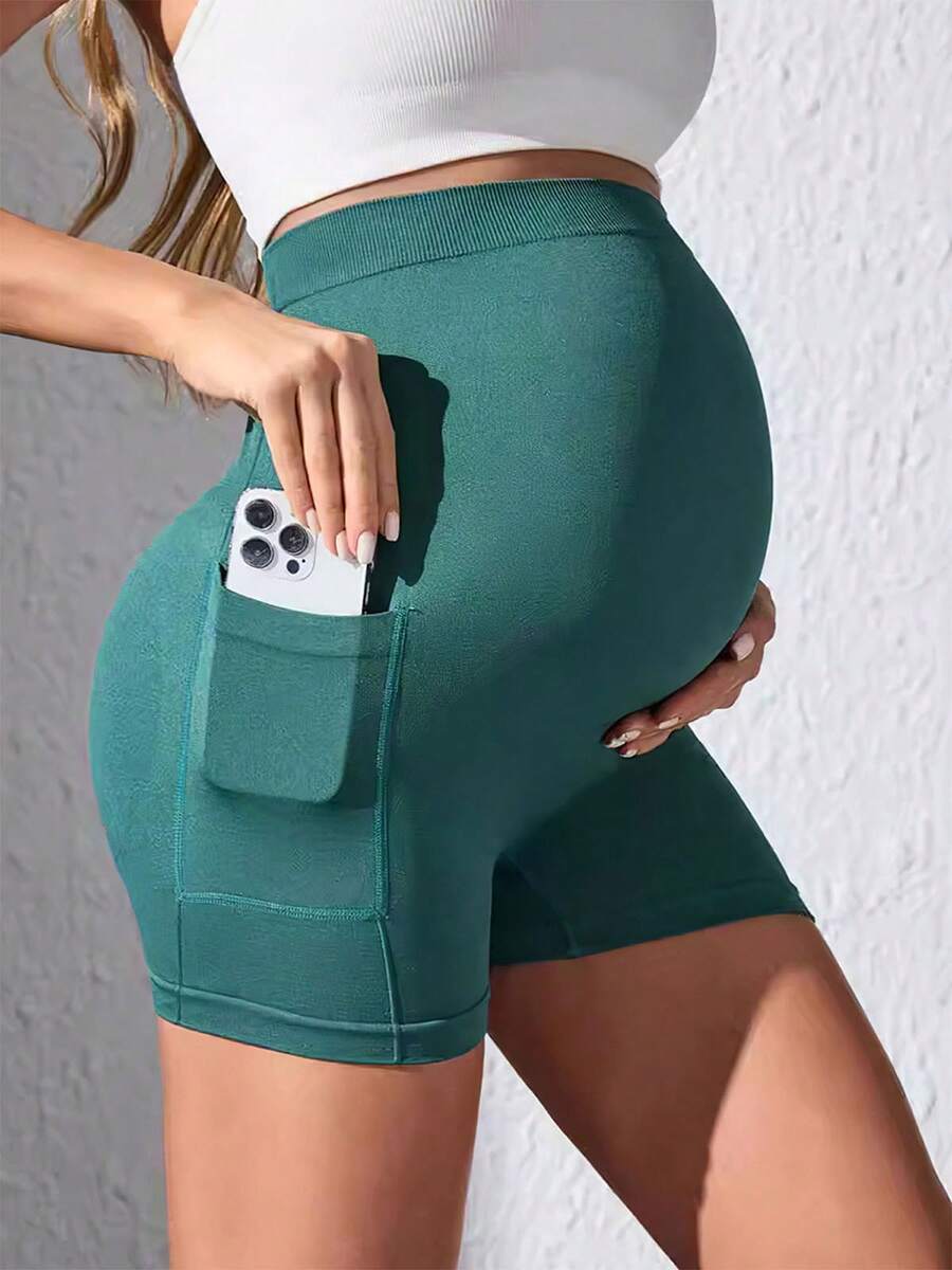 Maternity Yoga Biker Shorts - Over The Belly Pregnancy Workout Activewear