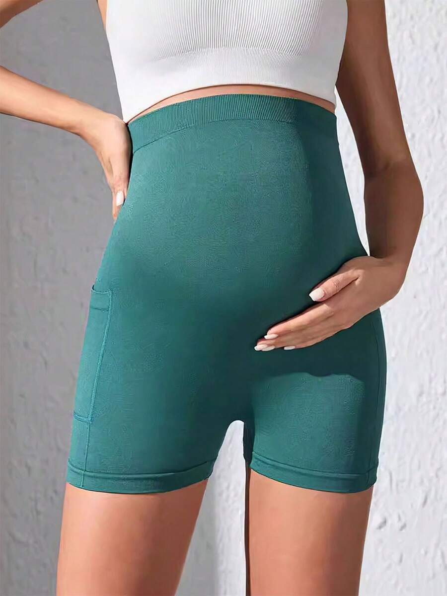 Maternity Yoga Biker Shorts - Over The Belly Pregnancy Workout Activewear