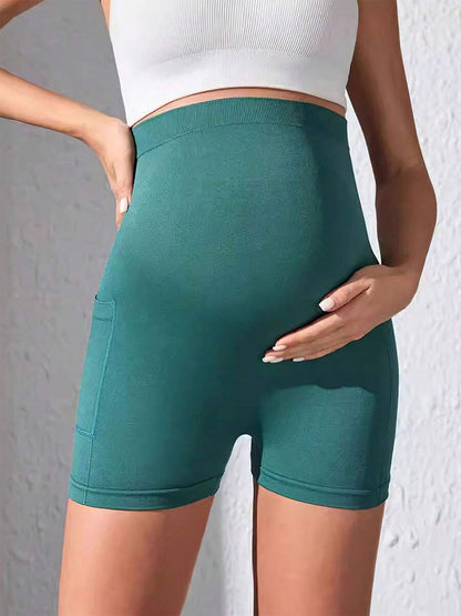 Maternity Yoga Biker Shorts - Over The Belly Pregnancy Workout Activewear