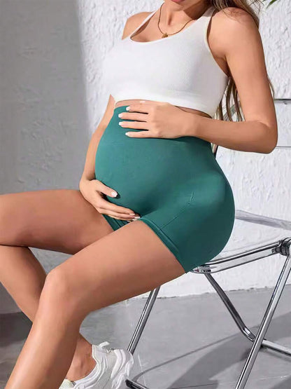 Maternity Yoga Biker Shorts - Over The Belly Pregnancy Workout Activewear