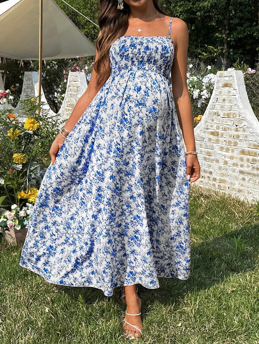 Women's Casual Ditsy Floral Maternity Strap Dress
