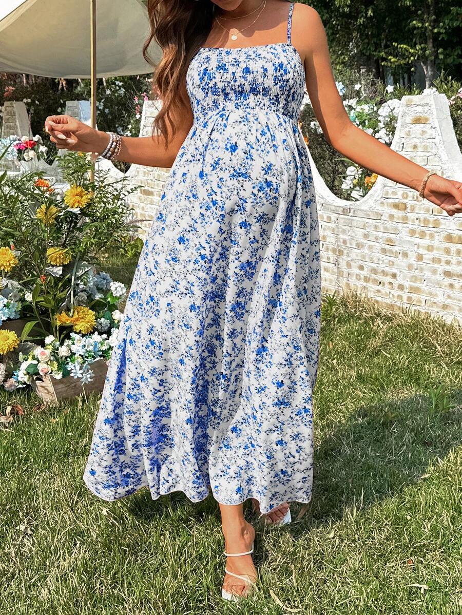 Women's Casual Ditsy Floral Maternity Strap Dress