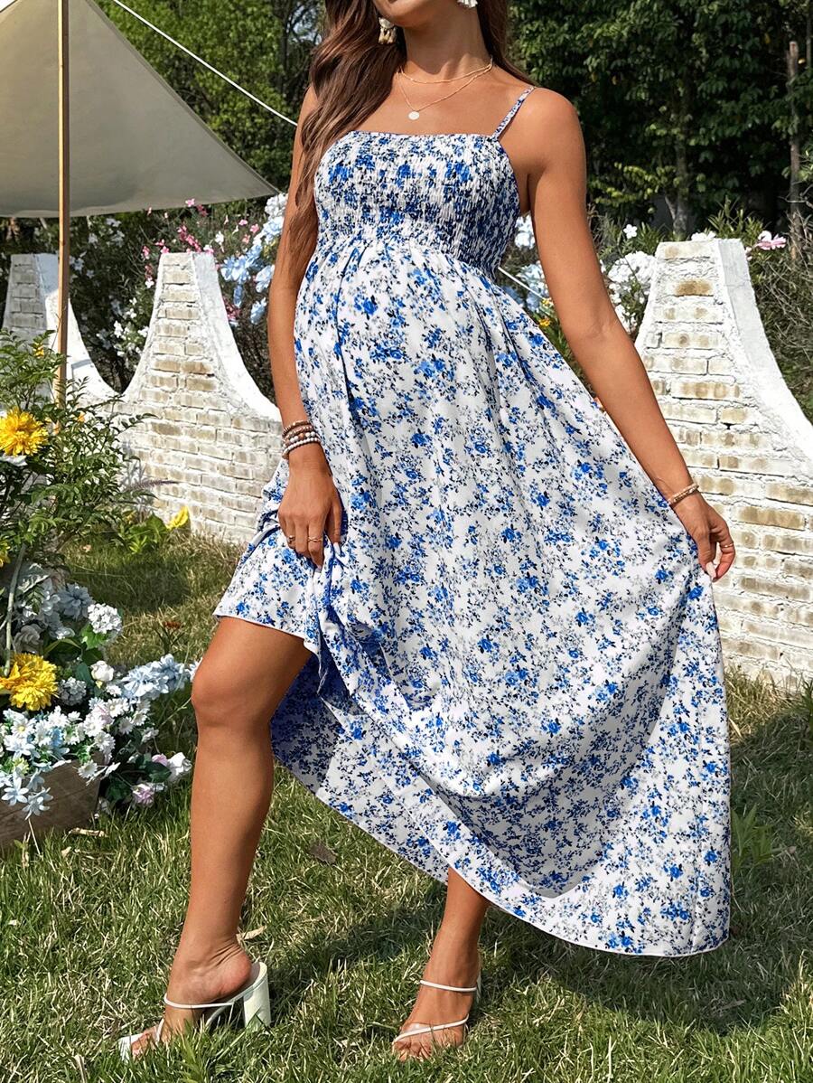 Women's Casual Ditsy Floral Maternity Strap Dress
