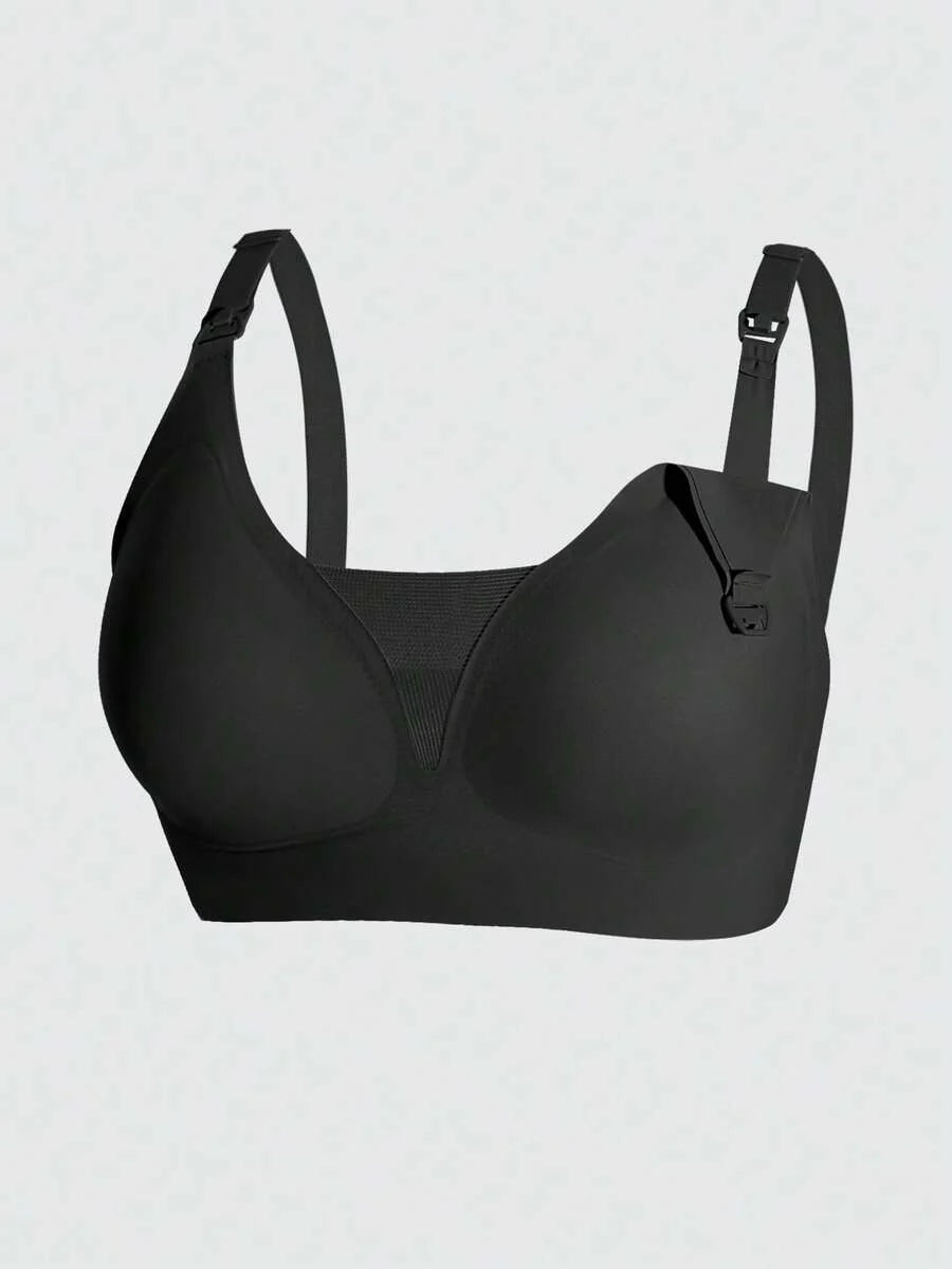 Maternity Nursing Bra Set 3 Pack - Seamless Front Clasp Deep V Neck Breastfeeding, All Season