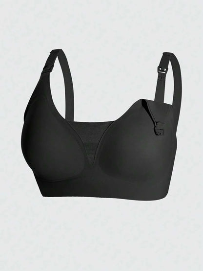 Maternity Nursing Bra Set 3 Pack - Seamless Front Clasp Deep V Neck Breastfeeding, All Season