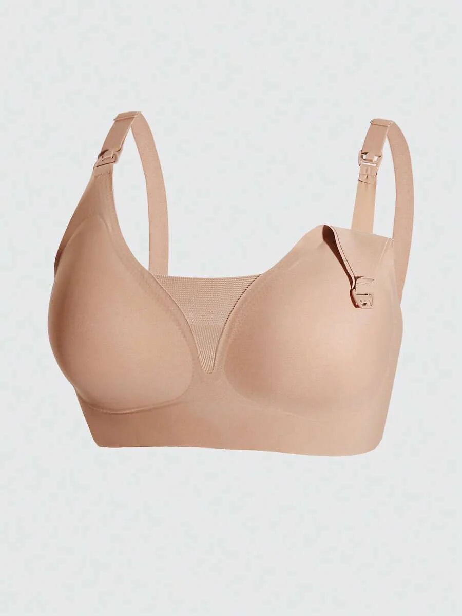 Maternity Nursing Bra Set 3 Pack - Seamless Front Clasp Deep V Neck Breastfeeding, All Season