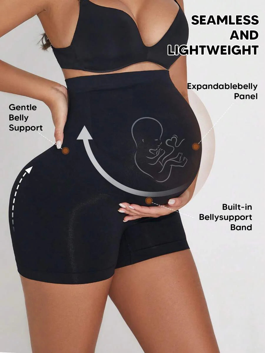 Maternity Shorts Over the Belly - Cycling Workout Yoga Casual Black Summer