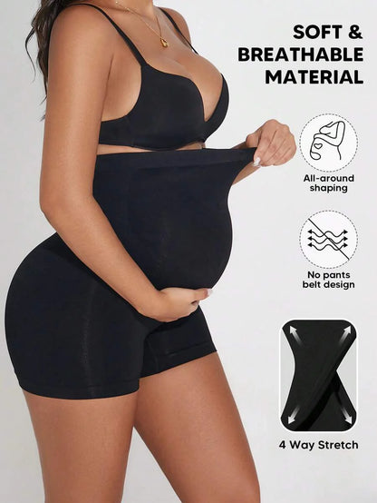 Maternity Shorts Over the Belly - Cycling Workout Yoga Casual Black Summer