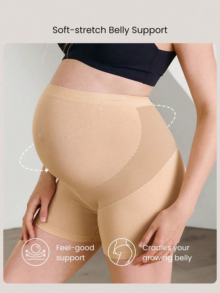 Maternity Boyshort Briefs - Ultra High Waist Seamless U Shaped Ribbed Soft Stretch, Postpartum