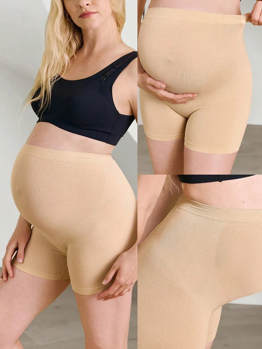 Maternity Boyshort Briefs - Ultra High Waist Seamless U Shaped Ribbed Soft Stretch, Postpartum